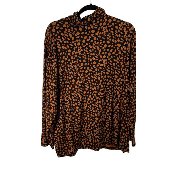 Chicos Touch of Cool Brown Cheetah Turtleneck Shirt Preppy Office Women 4 US XXL - Picture 6 of 6